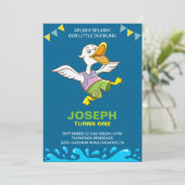 Niedlich Baby Duck Erste Party Einladung 1. Geburt (Stehend Vorderseite)