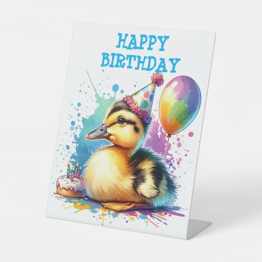 NIEDLICH BABY DUCK wünscht Geburtstag Sockelschild (Vorderseite)