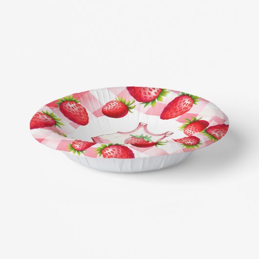 Niedlich Baby Dusche Gingham Strawberry Picnic Ret Pappteller (Gewinkelt)