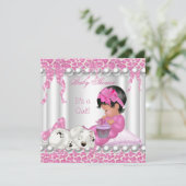 Niedlich Baby Dusche Girl Pink Leopard cupcake Einladung (Stehend Vorderseite)