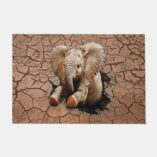 Niedlich Baby Elephant 3D Doormat Elephant Lover Fußmatte