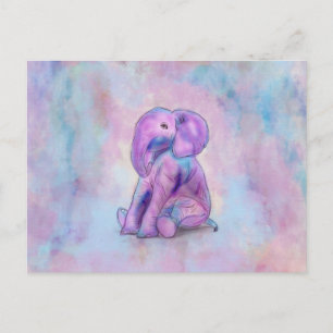 Niedlich Baby Elephant Aquarellpasten Postkarte