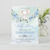 Niedlich Baby Elephant Baby Dusche Einladung (Stehend Vorderseite)