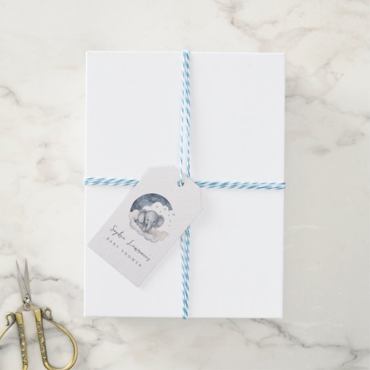 Niedlich Baby Elephant Baby Dusche Geschenkanhänger (Mit Garn)