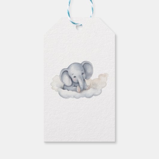 Niedlich Baby Elephant Baby Dusche Geschenkanhänger (Rückseite)