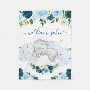 Niedlich Baby Elephant Baby Navy & Cream  Fleecedecke
