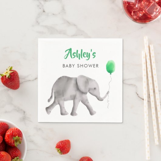 Niedlich Baby Elephant Baby Shower Napkins, Green Serviette (Beispiel)