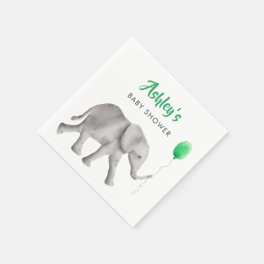 Niedlich Baby Elephant Baby Shower Napkins, Green Serviette (Ecke)