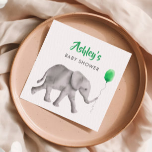 Niedlich Baby Elephant Baby Shower Napkins, Green Serviette