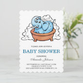 Niedlich Baby Elephant Bath Tub Babydusche Einladu Einladung (Stehend Vorderseite)