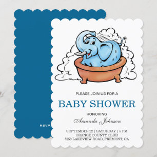 Niedlich Baby Elephant Bath Tub Babydusche Einladu Einladung