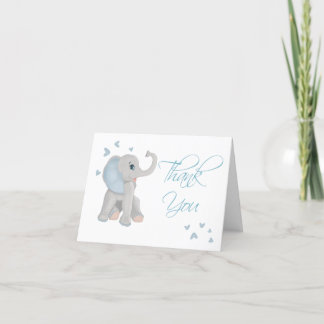 Niedlich Baby Elephant Blue Watercolor Dankeschön Dankeskarte