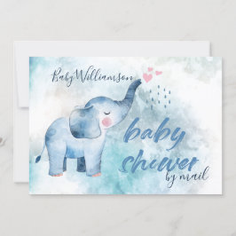 Niedlich Baby Elephant Blue Watercolor Dusche per Einladung
