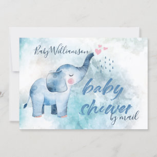 Niedlich Baby Elephant Blue Watercolor Dusche per  Einladung