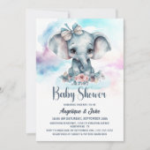 Niedlich Baby Elephant Boy Baby Dusche Einladung (Vorderseite)