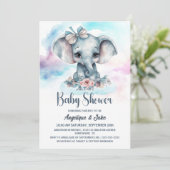 Niedlich Baby Elephant Boy Baby Dusche Einladung (Stehend Vorderseite)