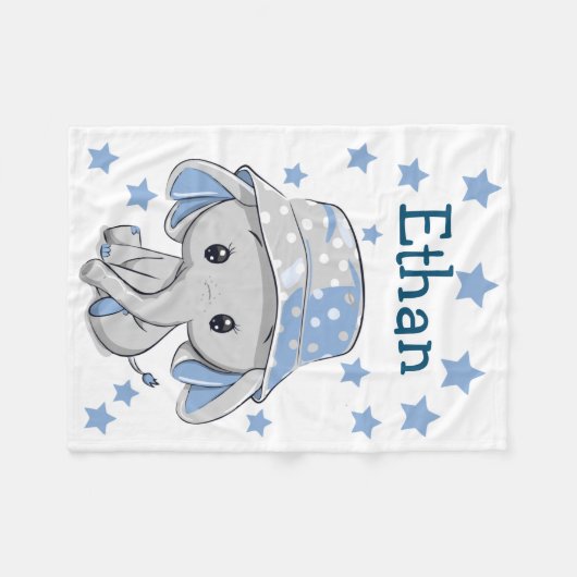 Niedlich Baby Elephant Boy  Fleecedecke (Vorderseite (Horizontal))