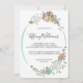 Niedlich Baby Elephant Boy Floral Swing Baby Dusch Einladung (Rückseite)