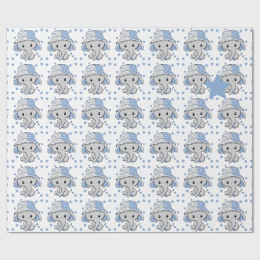 Niedlich Baby Elephant Boy Geschenkpapier (Flach)