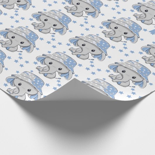 Niedlich Baby Elephant Boy  Geschenkpapier (Ecke)