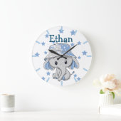 Niedlich Baby Elephant Boy   Große Wanduhr (Zuhause)
