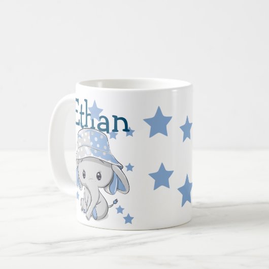 Niedlich Baby Elephant Boy Kaffeetasse (Vorderseite Links)