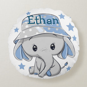 Niedlich Baby Elephant Boy Rundes Kissen