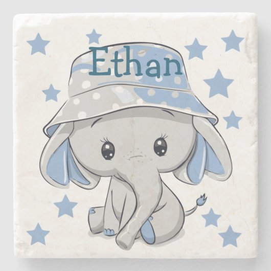 Niedlich Baby Elephant Boy Steinuntersetzer (Vorderseite)