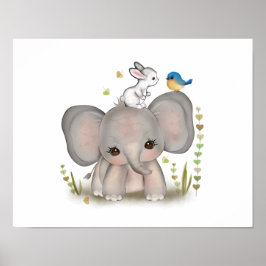 Niedlich Baby Elephant Bunny Poster drucken