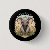 Niedlich Baby Elephant Calf Wildblume Wanderlust Button (Vorderseite)