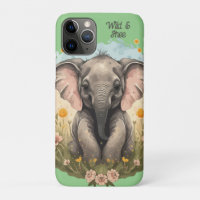 Niedlich Baby Elephant Calf Wildblume Wanderlust
