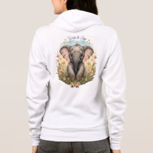 Niedlich Baby Elephant Calf Wildblume Wanderlust Hoodie