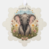 Niedlich Baby Elephant Calf Wildblume Wanderlust Ornament Karte (Rückseite)