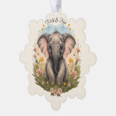 Niedlich Baby Elephant Calf Wildblume Wanderlust Ornament Karte (Linke Ecke)