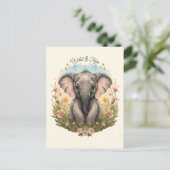Niedlich Baby Elephant Calf Wildblume Wanderlust P Postkarte (Stehend Vorderseite)