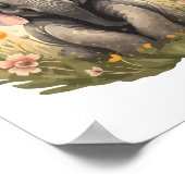 Niedlich Baby Elephant Calf Wildblume Wanderlust Poster (Ecke)