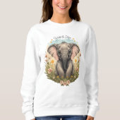 Niedlich Baby Elephant Calf Wildblume Wanderlust Sweatshirt (Vorderseite)