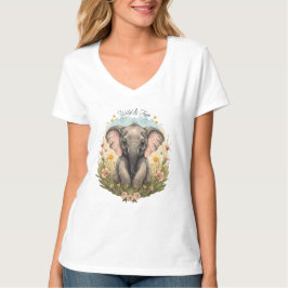 Niedlich Baby Elephant Calf Wildblume Wanderlust T-Shirt