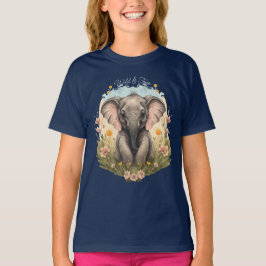 Niedlich Baby Elephant Calf Wildblume Wanderlust T-Shirt