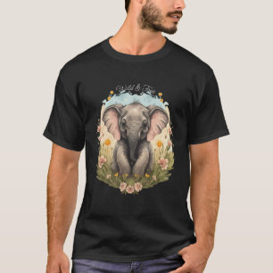 Niedlich Baby Elephant Calf Wildblume Wanderlust T-Shirt