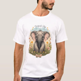 Niedlich Baby Elephant Calf Wildblume Wanderlust T-Shirt