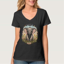 Niedlich Baby Elephant Calf Wildblume Wanderlust T-Shirt