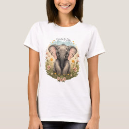 Niedlich Baby Elephant Calf Wildblume Wanderlust T-Shirt
