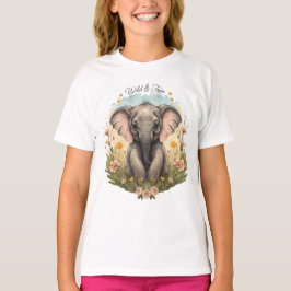 Niedlich Baby Elephant Calf Wildblume Wanderlust T-Shirt
