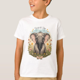Niedlich Baby Elephant Calf Wildblume Wanderlust T-Shirt