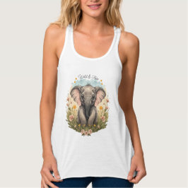 Niedlich Baby Elephant Calf Wildblume Wanderlust Tank Top