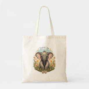 Niedlich Baby Elephant Calf Wildblume Wanderlust Tragetasche