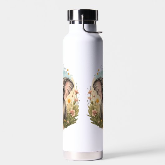 Niedlich Baby Elephant Calf Wildblume Wanderlust Trinkflasche (Links)