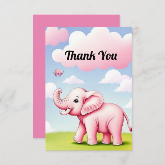Niedlich Baby Elephant Dankeskarte (Vorne/Hinten)