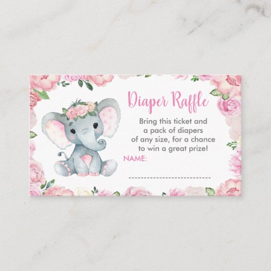 Niedlich Baby-Elephant-Degustationsticket, rosa Begleitkarte (Vorderseite)